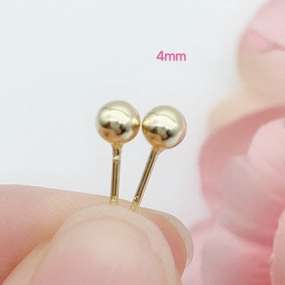 Gold Ball stud earrings -Gold 4mm SS001